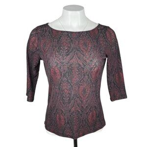 J. JILL Sheer 3/4 Sleeve Blouse Sz Small